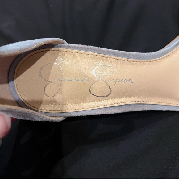 Jessica Simpson Monrae Suede Block Heel Sandal Baby Blue/Gray Size 8 - Picture 2 of 10